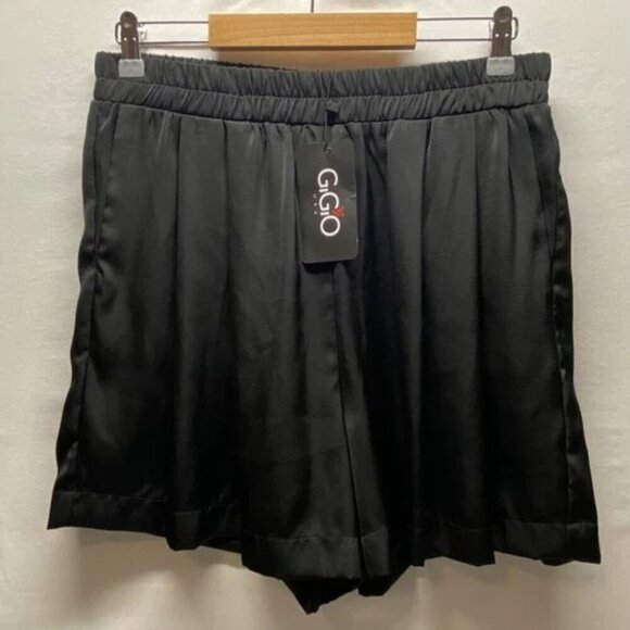 GiGio Women's Large Black Dressy Shorts W/Pockets Elastic Waistband Flowy NWT - Picture 7 of 7